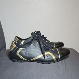 Fly London Leather Lace Up Gold Detail Shoe Sneakers